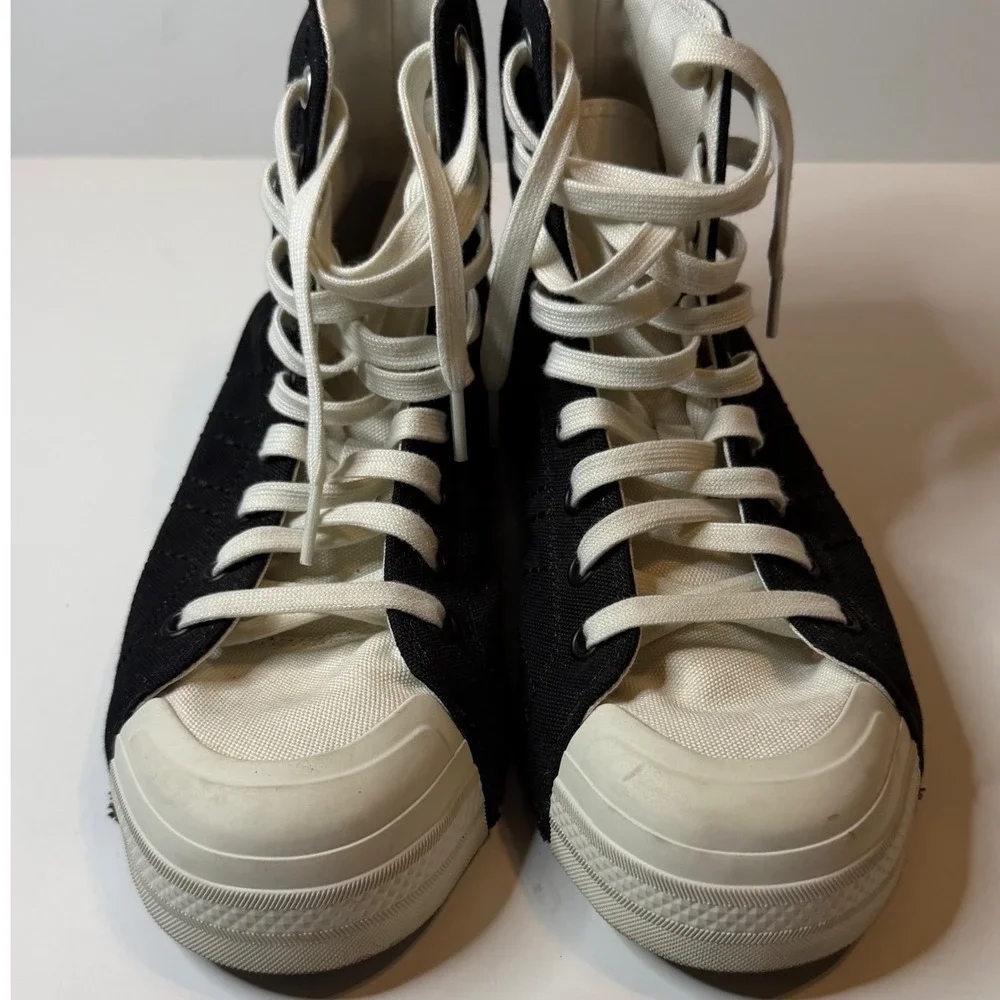 Adidas Y-3 Yohji Yamamoto Nizza High Black White Canvas Sneakers Mens 7